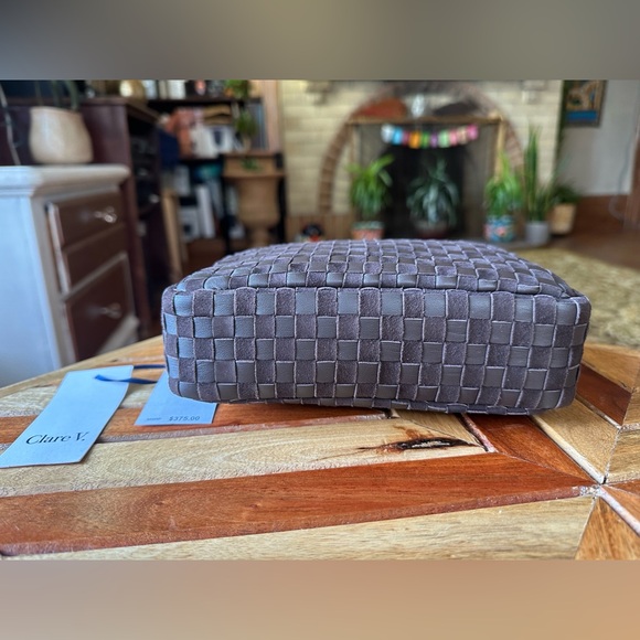 Clare V. Midi Sac - Nappa & Suede Woven Checker Mahagony NWT $375 - Picture 11 of 14